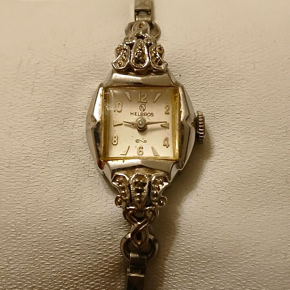 Parts/Repair Helbros VTG 50s 10K RGP Bezel Manual Wind 17J Bracelet Watch 16mm